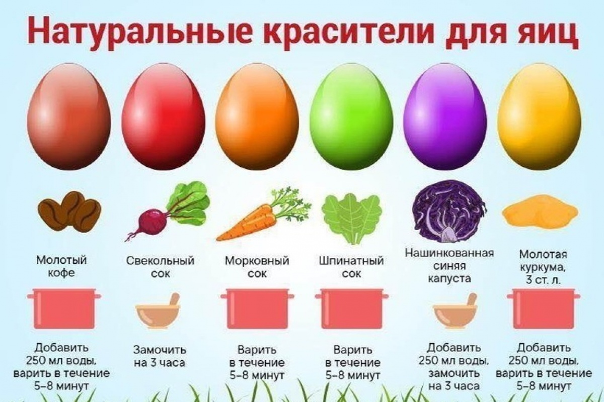 Зеленый, бордовый, желтый: как раскрасить яйца натуральными красителями