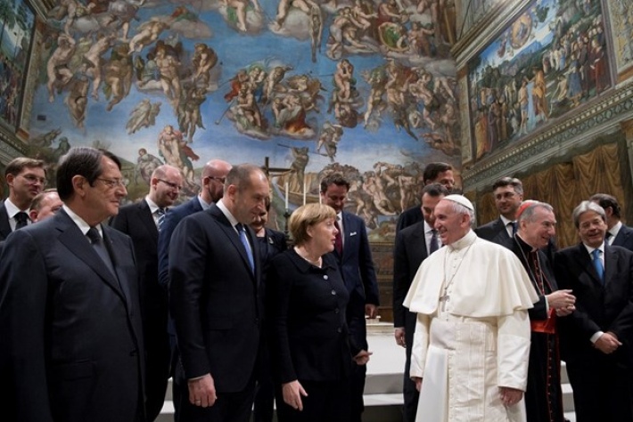 Перед подписанием Римской декларации лидеры ЕС встретились с Папой
