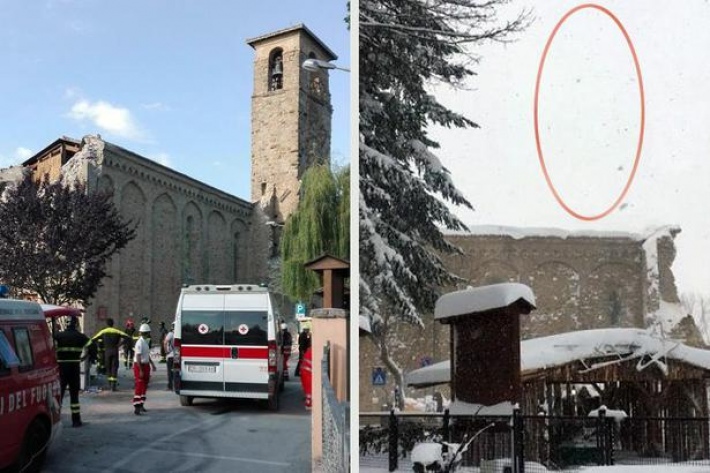Новое землетрясение в Италии: разрушена древняя колокольня