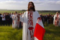 В шляпе и с флагом: искусственный интеллект нарисовал воскресшего Христа в Беларуси